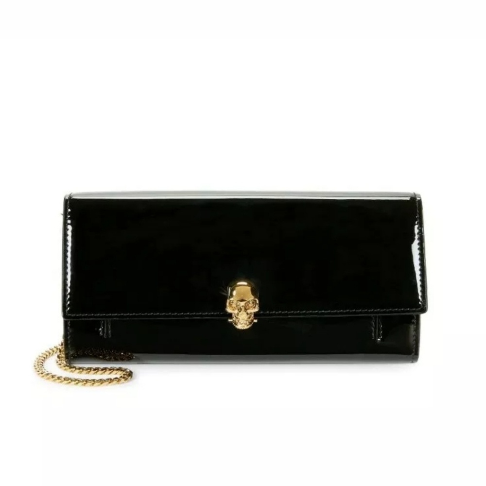 Alexander Mcqueen Patent skull Wallet On Chain